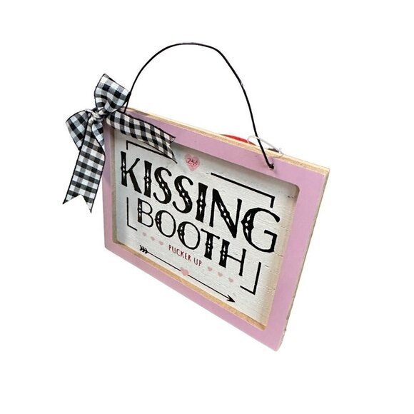 Valentines Day Mini Sign Pink Kissing Booth Farmhouse Tiered Tray Decor Holiday - Picture 4 of 11
